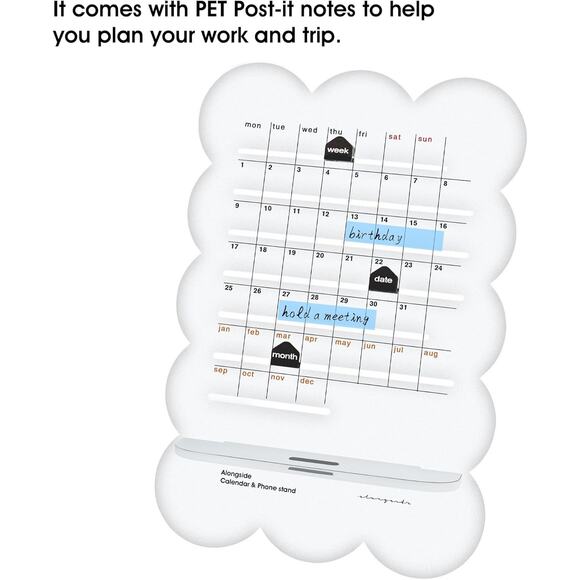 Practical Retro Perpetual Planner Desk Calendar Reminders Acrylic Phone holder - Picture 3 of 8